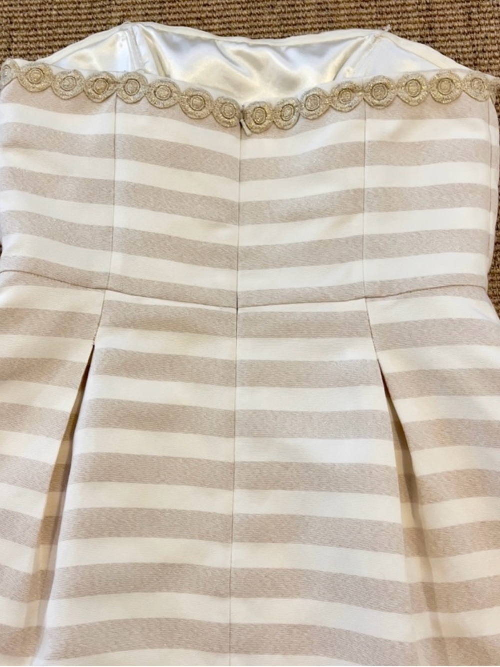 Lilly Pulitzer Blossom Strapless Embroidered Mini Dress Gold Cream Size 12 - Picture 8 of 12
